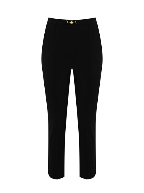 Pantalone in tessuto tecnico nero con morsetto Elisabetta Franchi | PA02346E2110